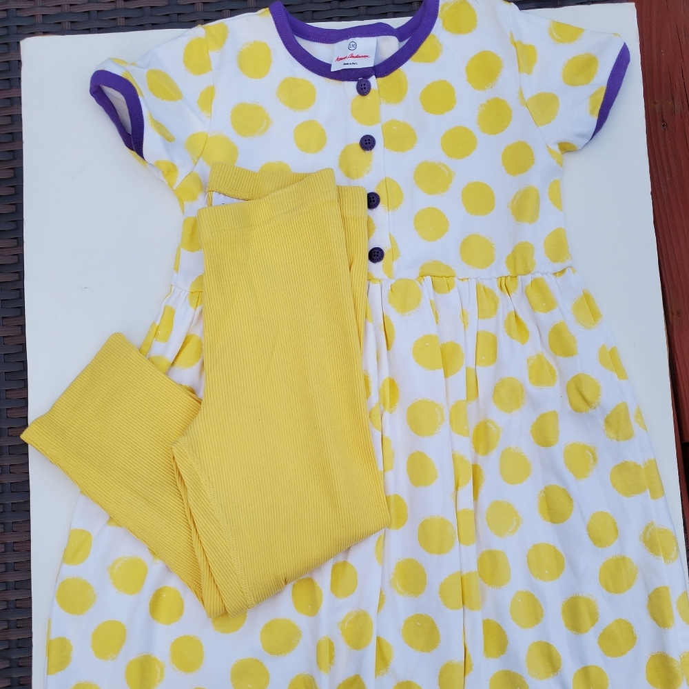 Hanna Andersson Dot Play Dress Leggings Sz 8 130